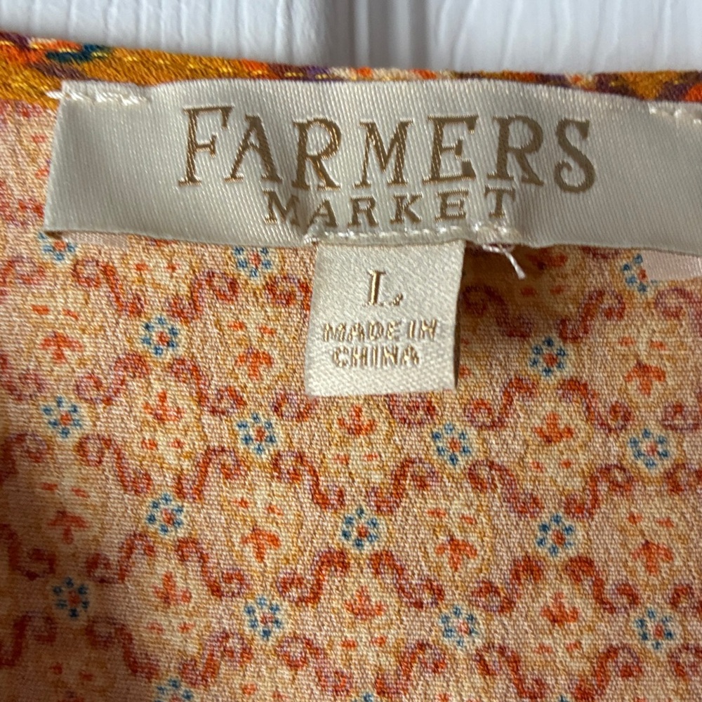 Farmers Market Golden Mustard Floral Smocked Yoke Blouse large - Picture 2 of 3